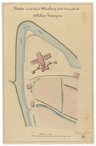 215047 Situatie van de cellulaire gevangenis op het bolwerk Wolvenburg (Wolvenplein) te Utrecht, met aanwijzing van een ...